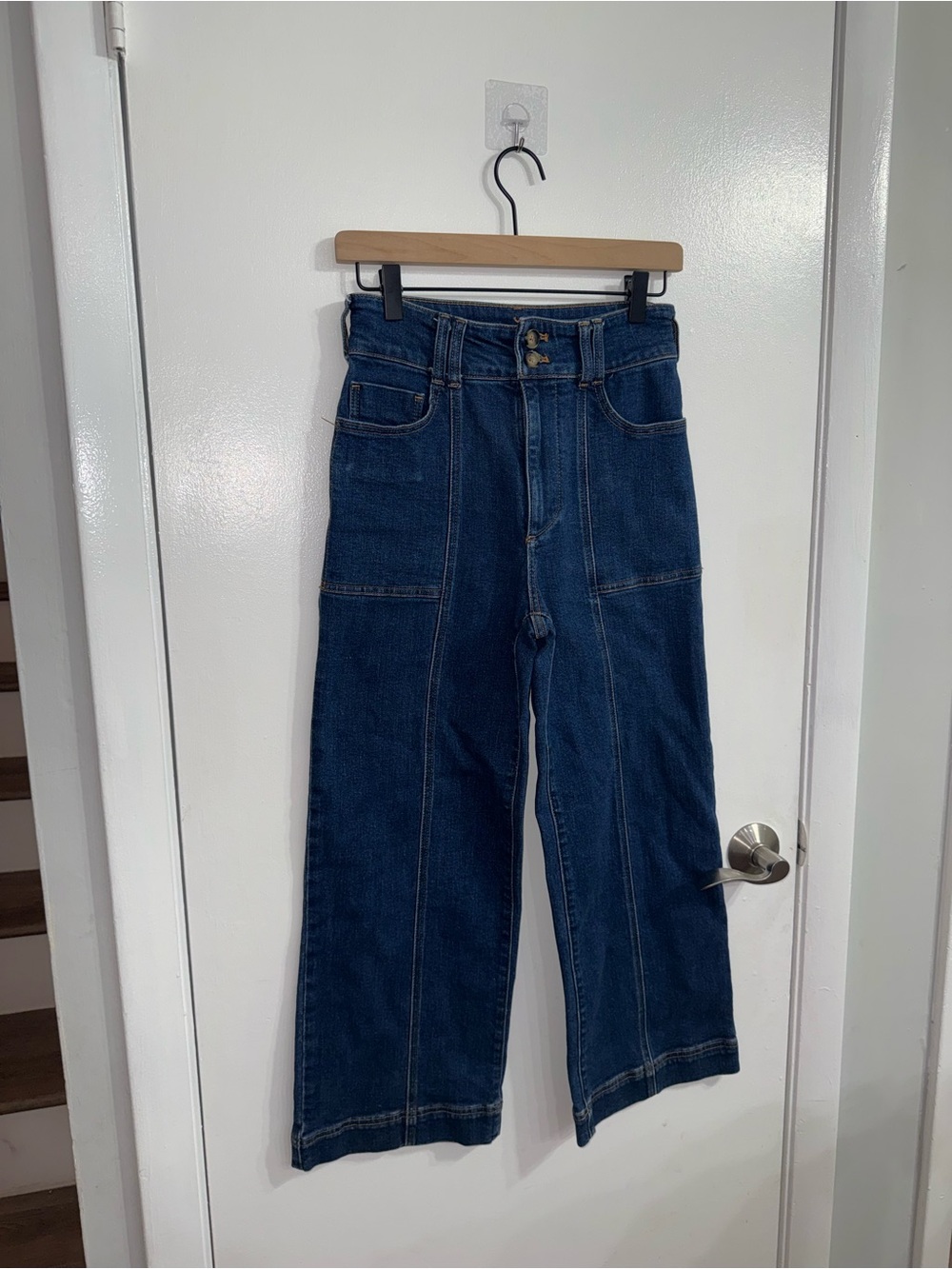 Pilcro The Skipper Seamed High-Rise Crop Wide-Leg Jeans $148 Size 27 (sold out) - Picture 7 of 12